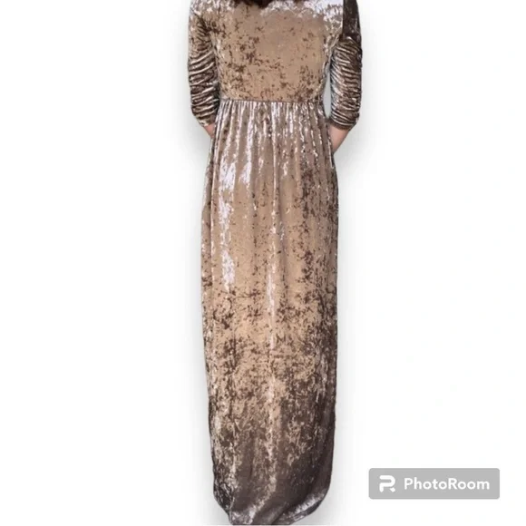 Wanna B medium crushed velvet dress 3/4 sleeve elastic waist has pockets unlined - Picture 5 of 15